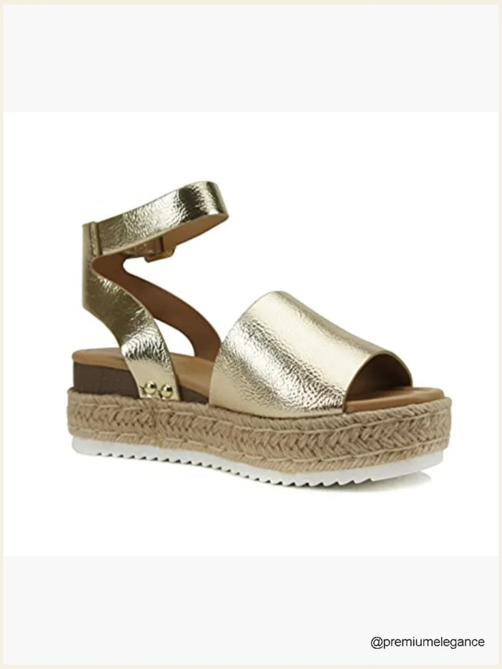 Open Toe Buckle Ankle Strap Espadrilles Flatform Wedge Sandal